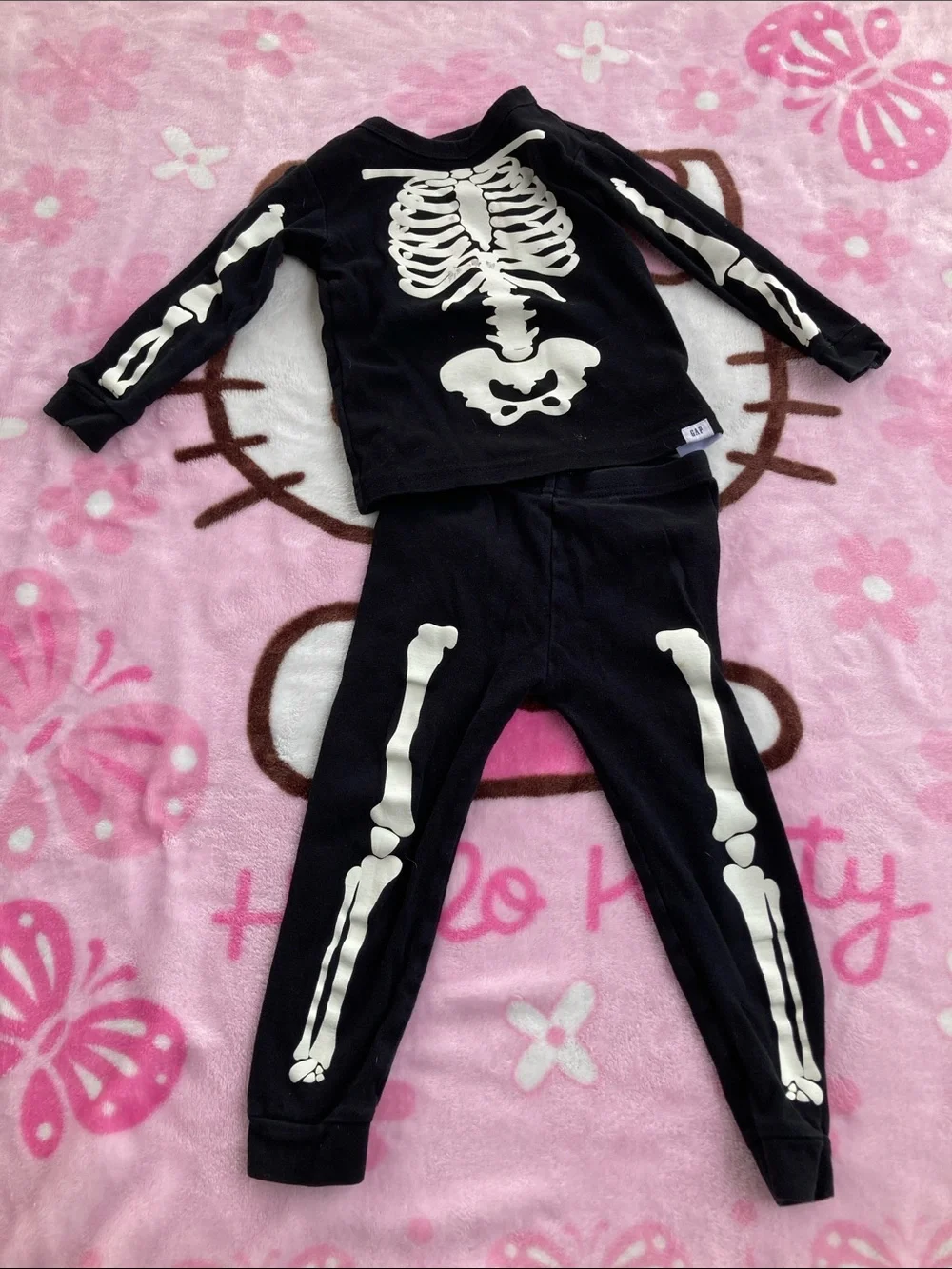 Girl or boy Black Skeleton Costume Pajama Set